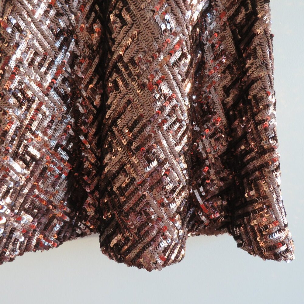 DRESS THE POPULATION Mia Bronze Sequin Mini Fit and Flare Dress - Size S - Picture 6 of 16